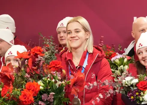 В Ригу вернулись олимпийцы, в том числе Элина Иева Бота (17.02.26)